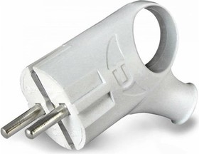 Вилка эл. с/з 16А 250В белая угловая с ушком TANGO