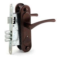 замок Врезной с ручкой на планке ЗВ 9 ОМЕГА медь, сувальдный, 3 цилиндр.ригеля, 3 ключа