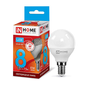 Лампа светодиод. LED-Шар-VC 8Вт 4000К нейтр.белый Е14 230В IN HOME