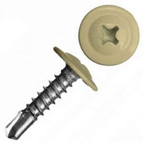 Саморез 4,2х16мм с пресс-шайбой, наконечник сверло (100 шт) слоновая кость RAL1014 
