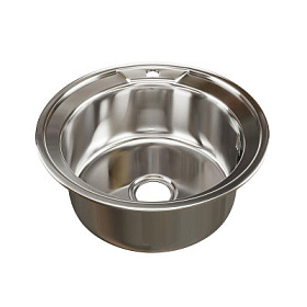 Мойка д/кухни врезная MIXLIN толщина 0,8 d-49 круглая вып. 3 1/2 (глуб. чаши 18см) с сифоном 