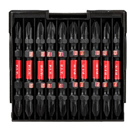 Бита ударная двусторонняя магнитная P.I.T. PH2-PZ2x65мм, IMPACT, торсион, 10 шт, кейс (ASDR03-065CA)