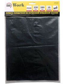 Бумага нажд. inWork в листах 230х280мм Р400, на латексной бумаж. основе, водостойкая (10шт)