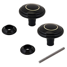 Ручка-кнопка пластик. РДП-01-7 черный золотое кольцо