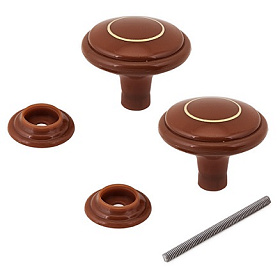 Ручка-кнопка пластик. РДП-01-3 темное дерево золотое кольцо