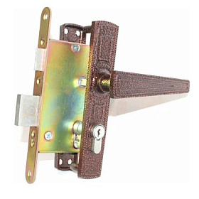 замок Врезной с ручкой на планке ЗВ-4-3.01 ЗЕНИТ медь, английский, прямоугол.ригель, 4 ключа