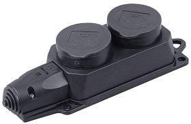 Розетка (колодка) 2-м ОМЕГА РБ32-1-0м с защ. крышкой IP44 каучук ИЭК PKR62-016-2-К02