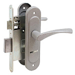 замок Врезной с ручкой на планке ЗВ 9-4,07 ПТИМАШ хром, сувальдный, прямоугольный.ригель, 3 ключа