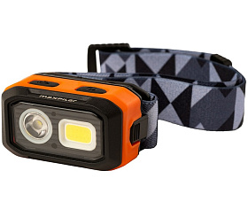 Фонарь налобный аккум. MAXPILER MHF-02 (500-120 Лм, LED SMD+COB, 55*, 4 реж, 1,2-10ч, инд. заряда)