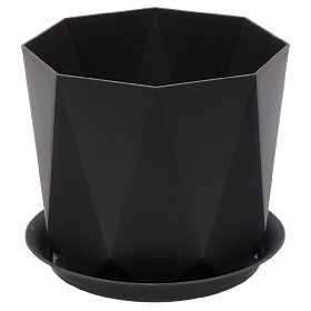 Горшок для цветов 2,6л Призма 17,5см графит с поддоном М3138