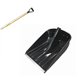 Лопата снеговая 440х360х170мм Снегирь, алюм. планка, дер. чер. 1с и V-ручка D32