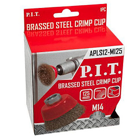 Щетка чашечная латунная P.I.T. 125х0,3мм, М14 (APLS12-R125)