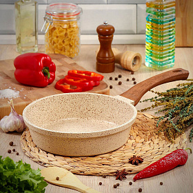 Сковорода  24см антипригар, Гурман, бежевая ГМ2401, индукция