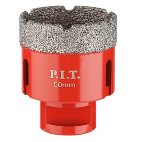 Коронка алмазная по керамограниту P.I.T. AMAS18-0050 (50 мм, M14, сухое/мокрое св., вакуум. пайка)		