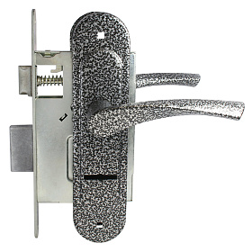 замок Врезной с ручкой на планке ЗВ 9-4,07 ПТИМАШ серебро, сувальдный, прямоугольный.ригель, 3 ключа