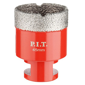 Коронка алмазная по керамограниту P.I.T. AMAS18-0045 (45 мм, M14, сухое/мокрое св., вакуум. пайка)		