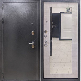 Дверь метал. 860х2050х92мм. правая ВИТЯЗЬ ПАРАЛЛЕЛЬ зеркало (антик серебро/дуб галифакос №1.1)