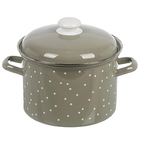 Кастрюля эмал.  4,5 л. С-1615АП2/8Кс White dots индукция
