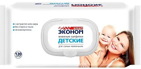 Салфетка влажная 120 шт Эконом дет.с клапан.30108/16