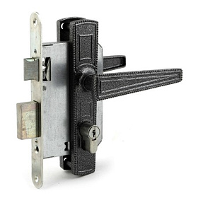 замок Врезной с ручкой на планке ЗВ7 01 ОМЕГА серебро, английский, прямоуг.ригель, 4 ключа