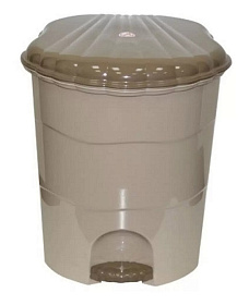 Контейнер для мусора пластик, 11 л, кругл, педаль, плав крыш, латте,капуч, Violet, 151120