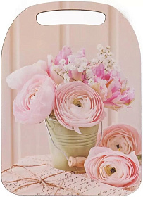 Доска разделочная дерево, 29х21х0.6 см, с ручкой, роз, прямоуг, К-150