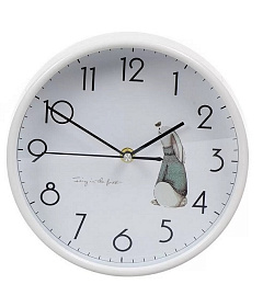 Часы настенные, 21х22х4 см, тихий ход, кругл, пластик, в асс, Зайка, Y4-5206