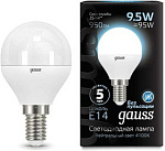 Лампа светодиод. LED- 9,5Вт 4100К Е14 шар Gauss