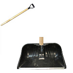 Лопата снеговая пласт. №5 450х290 с ал. планкой с дерев. черенком V ручкой