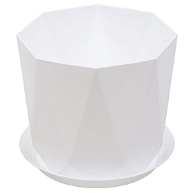 Горшок для цветов 2,6л Призма 17,5см белый с поддоном М3138