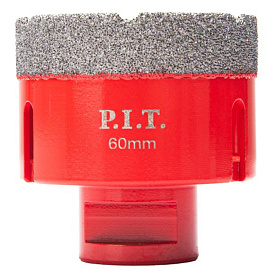 Коронка алмазная по керамограниту P.I.T. AMAS18-0060 (60 мм, M14, сухое/мокрое св., вакуум. пайка)		