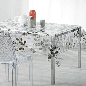 Клеенка столовая 1,4х20м. Сильвано ПВХ RFT-677E Веточки, прозрачная