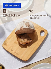 Доска разделочная бамбук, 28х21х1 см, прямоуг, Daniks, Бамбук, H-1635