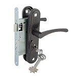 замок Врезной с ручкой на планке ЗВ-4-3 ЗЕНИТ серебро, английский, прямоугол.ригель, 4 ключа