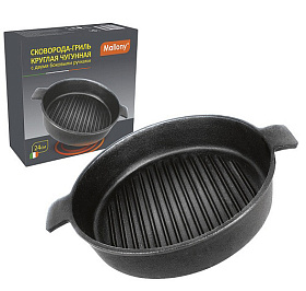 Сковорода-гриль круглая чугунная CH24, диа 24 см (2 боковые ручки)