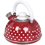 Чайник эмал.  2,5л со свистком, подвижная ручка, бордовый