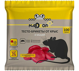 Яд.хим. Тесто-брикет от крыс и мышей Nadzor 100гр