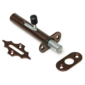 Засов накладной Врезной с круглым ригелем (медь)