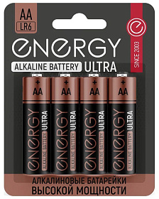 Батарейка алкалиновая Energy Ultra LR6/4B (АА) 4шт блистер