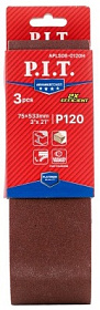 Лента шлифовальная P.I.T. ADVANCE 75x533 мм, P120, 3 шт, тканевая основа, корунд (APLS08-0120H)