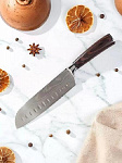 Нож кухонный Daniks, Classic G10, сантоку, нержавеющая сталь, 18 см, рукоятка дерево, Y4-8913