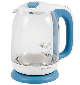 Чайник эл. ENERGY E-281 (1,7л) стекло, пластик, бело-голубой