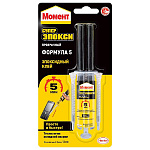 Клей "Момент" "Супер Эпокси Формула 5" прозрач. 14 мл. шприц 