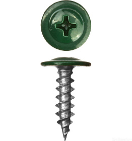 Саморез 4,2х25мм с пресс-шайбой, наконечник острый (70 шт) зеленый RAL6005