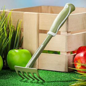 Грабли прямые Worth 31,5см, 5 зуб., сталь, рукоятка резиновая