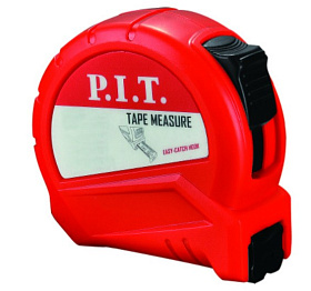 Рулетка 5м х 25мм с фиксатором, ABS  P.I.T. HTPM01-05MB