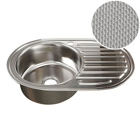 Мойка д/кухни врезная MIXLIN толщ. 0,8 d-50х77 овал левая вып. 3 1/2 (глуб. чаши 18см) с сиф. Декор