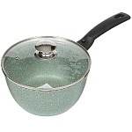 Кастрюля антипригар 1,5л Фисташковый мрамор литая стекл. крышка, съемная ручка