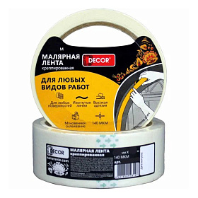 Лента малярная (38мм*25м) креппированная 140мкм DECOR