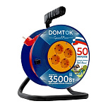 Удлинитель смл. DOMITOK 4 гн., ПВС 3х1,5, 3,5кВт, з/к, 50м на катушке